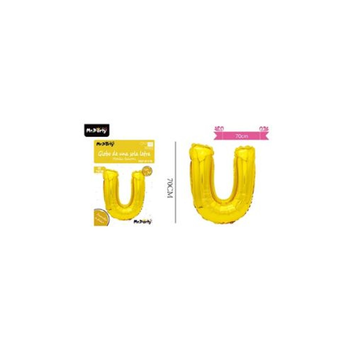 GENERICO - Globo metálico dorado 70cm letra U