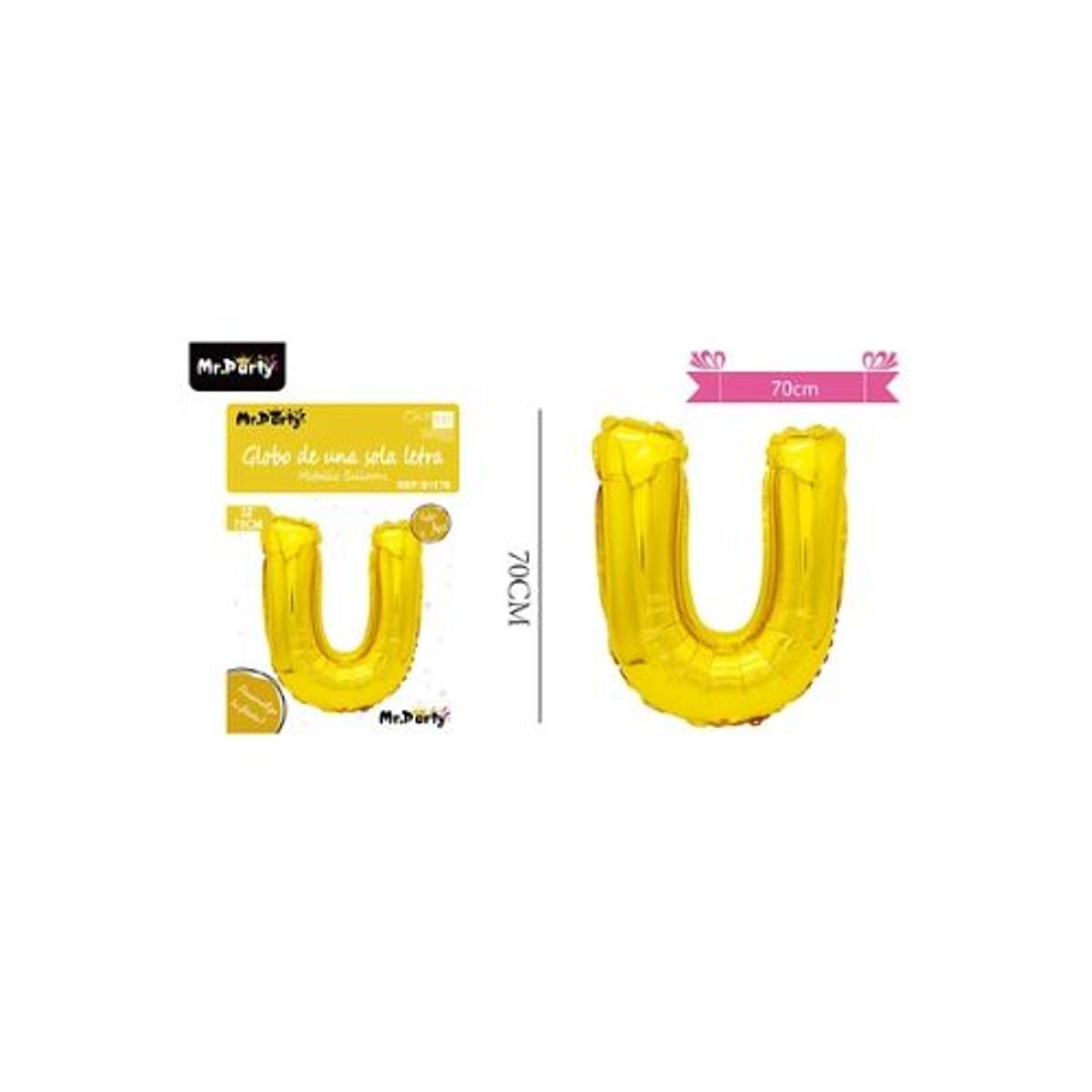 GENERICO - Globo metálico dorado 70cm letra U