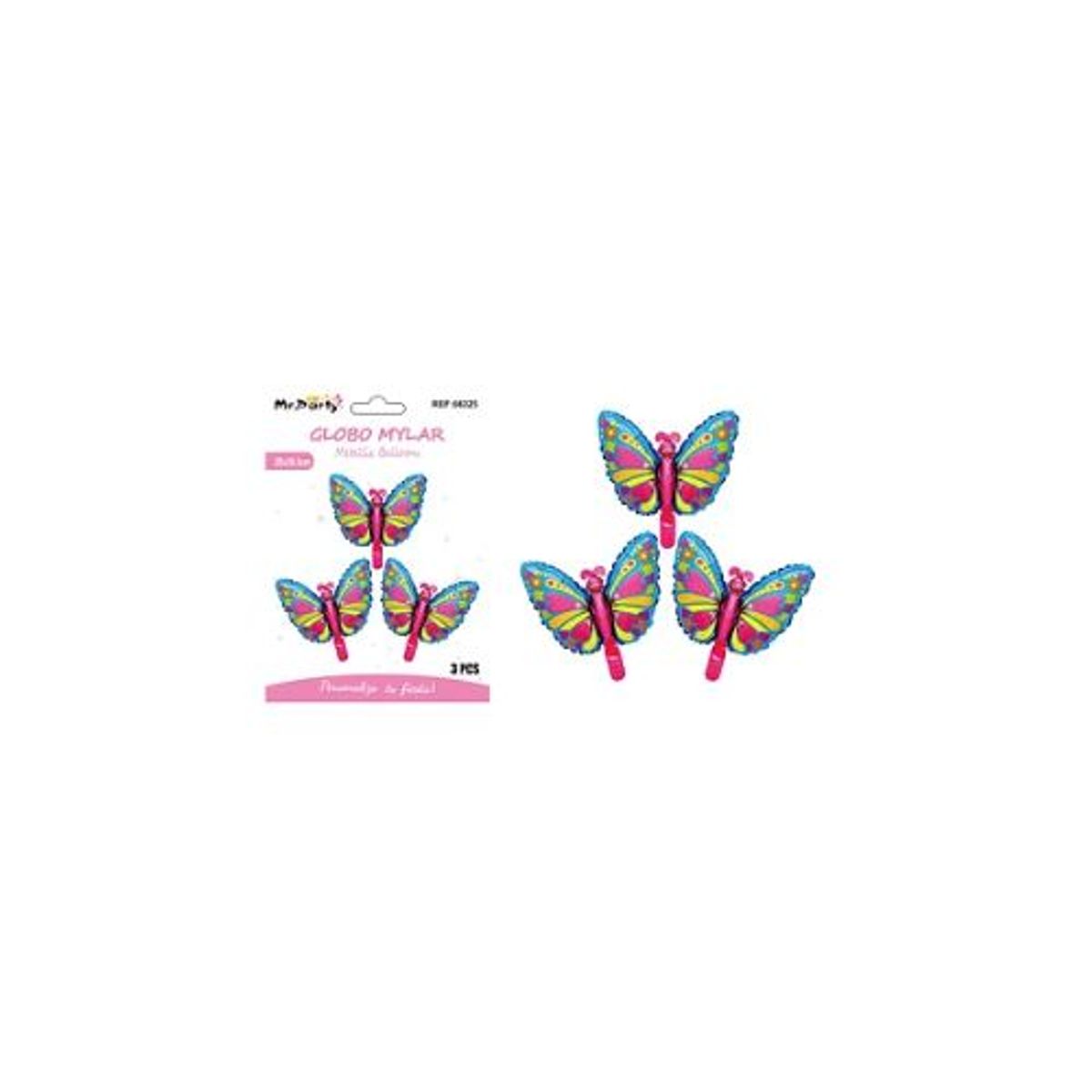 GENERICO - Globo metálico mariposa mini 28365cm 3pcs