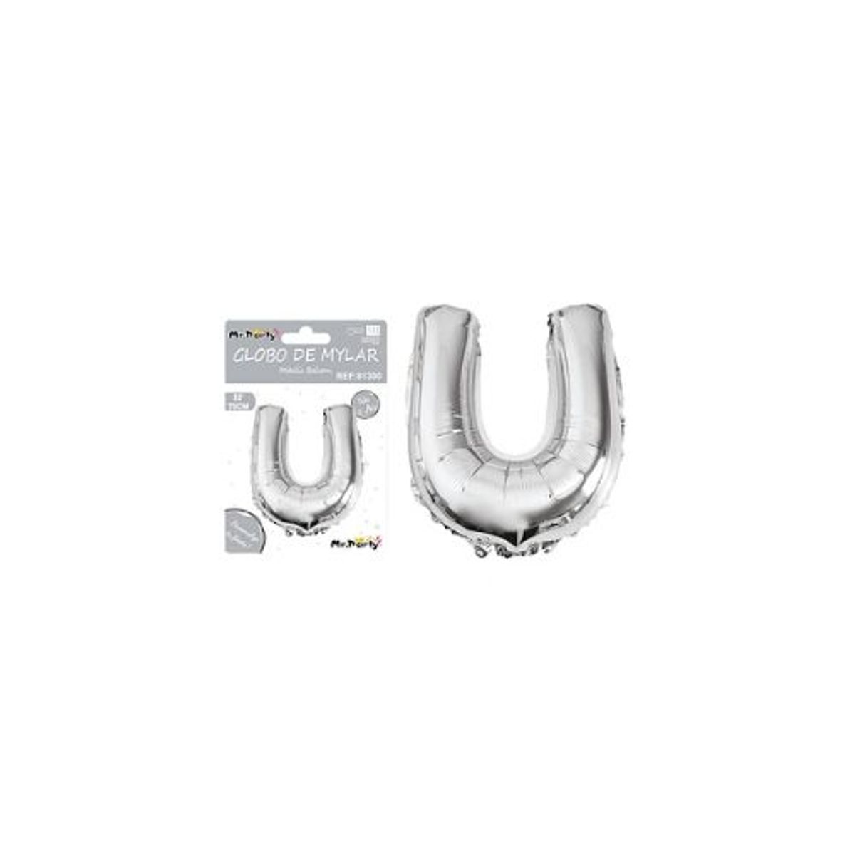 GENERICO - Globo metálico plateado 70cm letra U