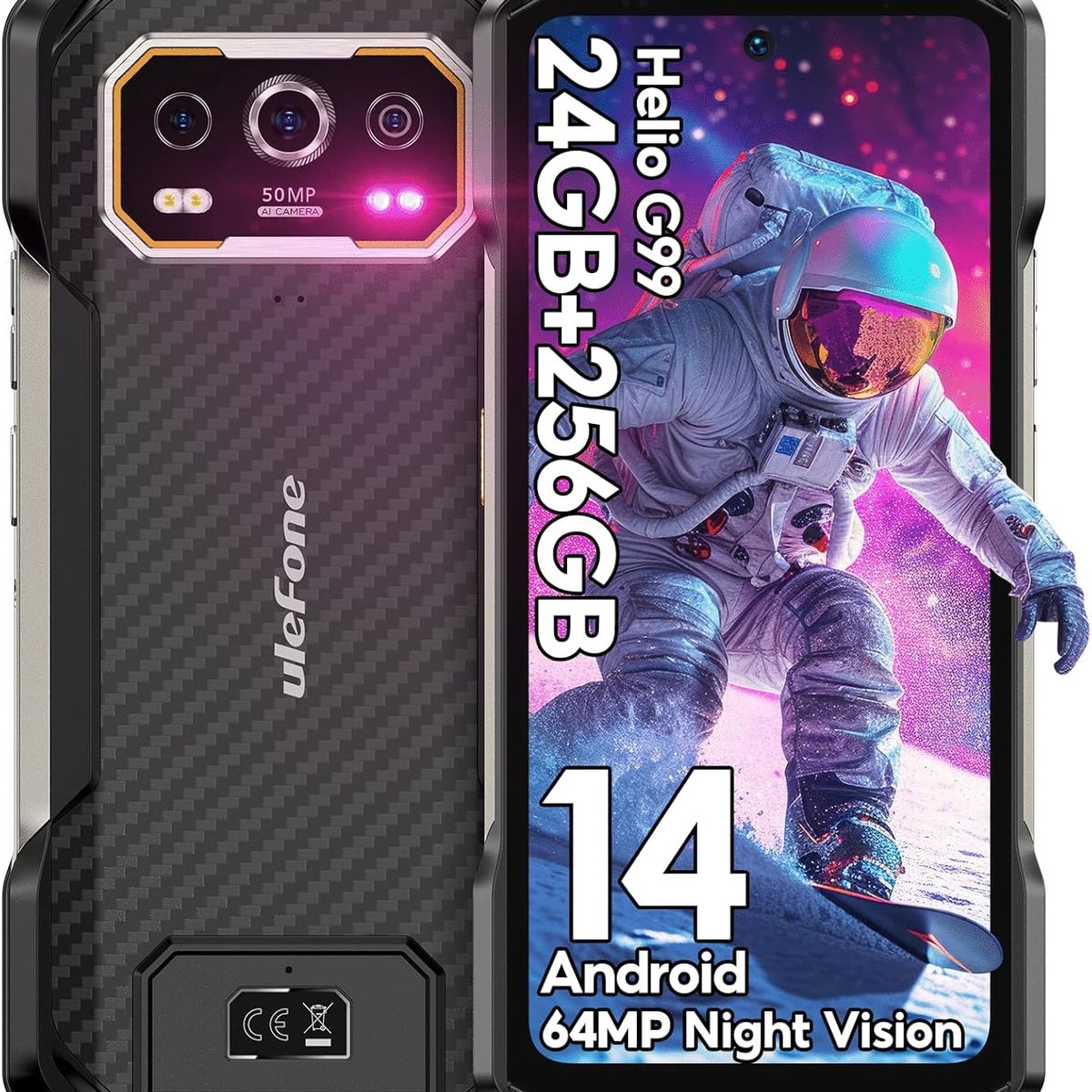 ULEFONE - Ulefone Armor 27 Celular 24GB+256GB 10600mAh Smartphone-Negro