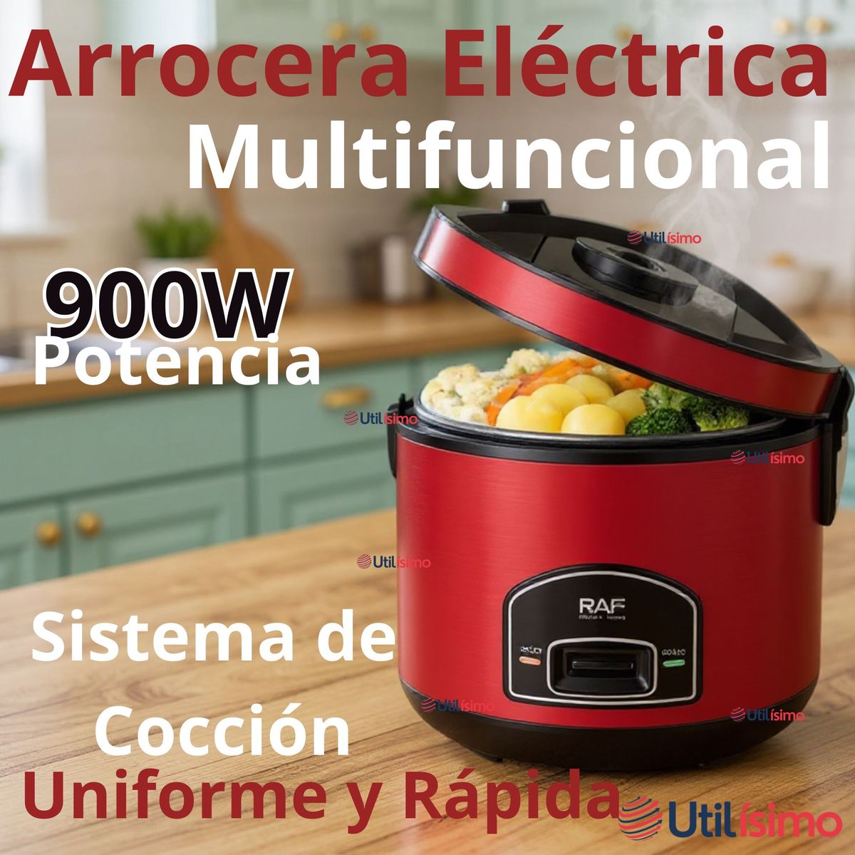 RAF - Olla Arrocera Multifuncional Eléctrica 5 Litros 900W de Potencia