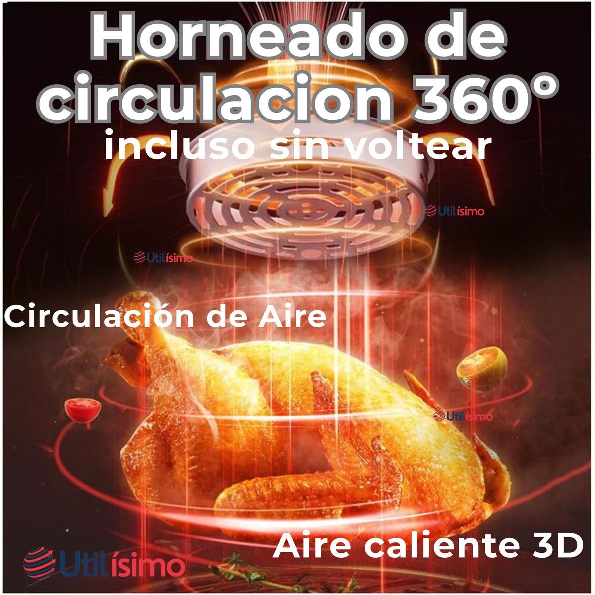 LINE - Freidora De aire 12 Litros 1700W Air Fryer Ventana De Vidrio