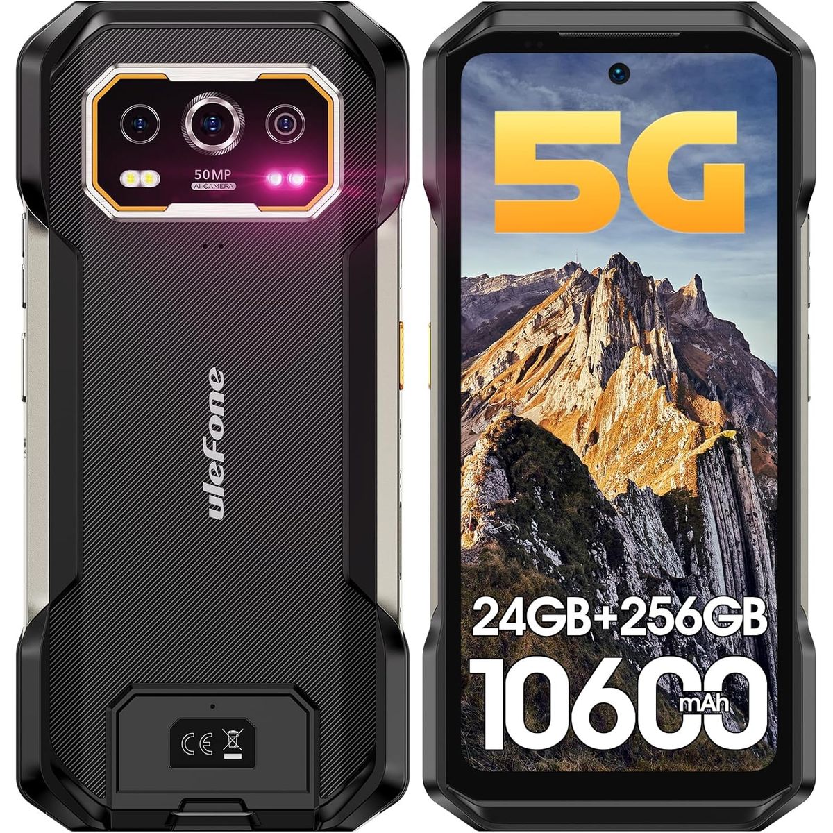 ULEFONE - Ulefone Armor 27 Pro 5G Celular 12G+256GB 10600mAh 64MP Smartphone-Negro