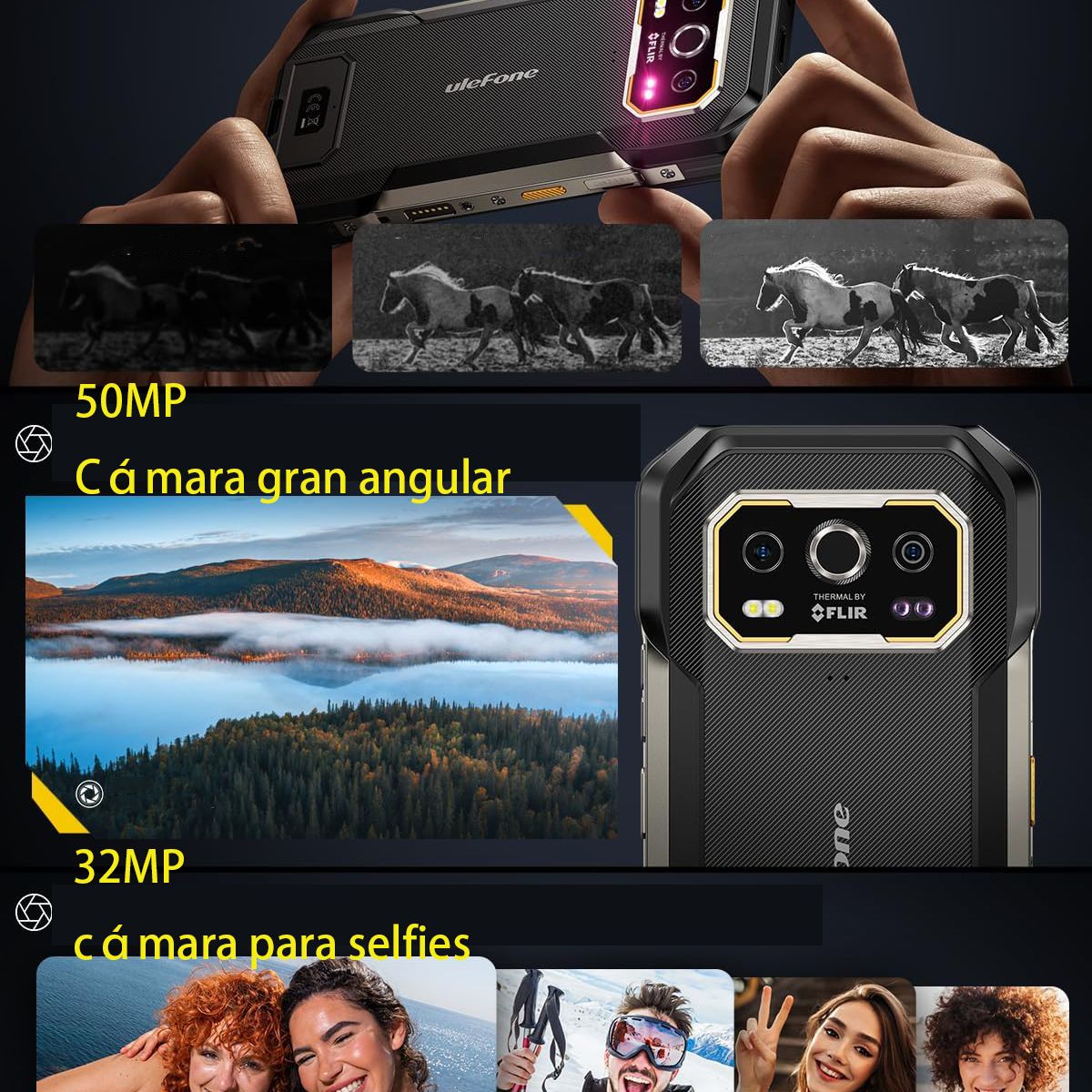 ULEFONE - Ulefone Armor 27 Pro 5G Celular 12G+256GB 10600mAh 64MP Smartphone-Negro