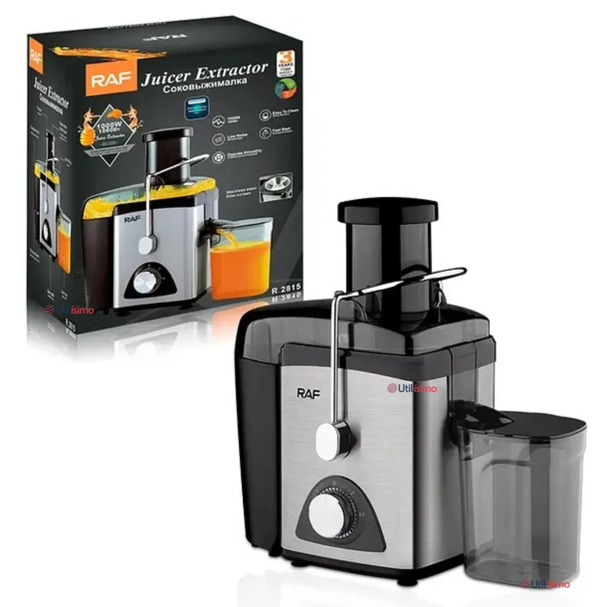 RAF - Extractor Exprimidor Jugos Eléctrico 1000W de Potencia Frutas Verduras