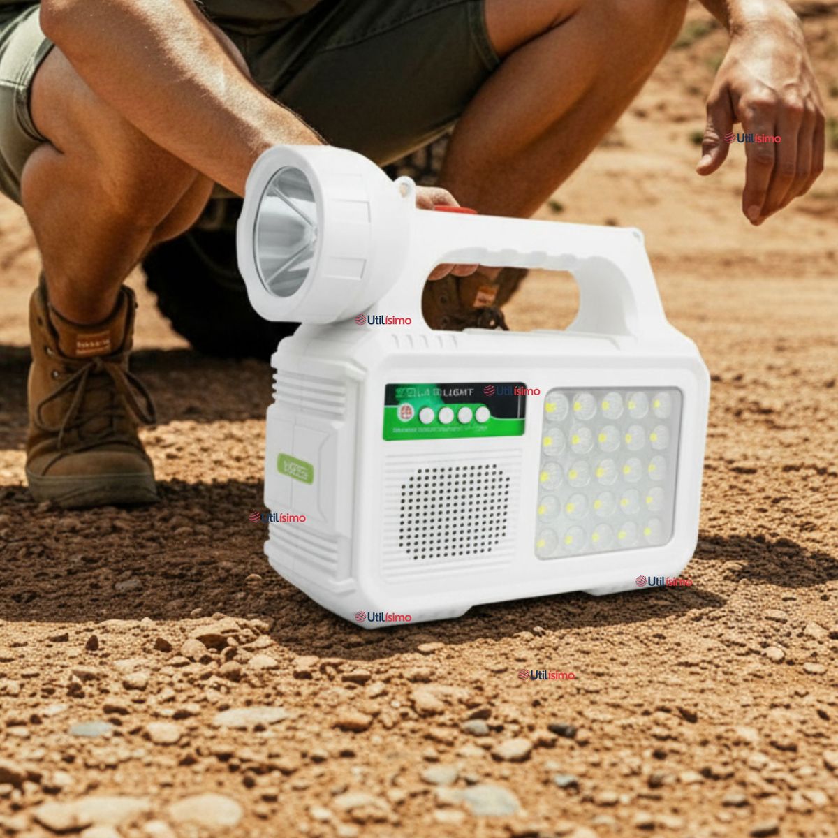 LINE - Kit Solar Camping Emergencia Radio-Parlante-Linterna Recargable USB