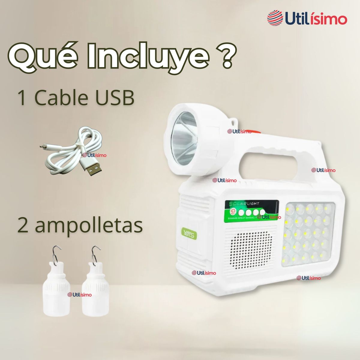 LINE - Kit Solar Camping Emergencia Radio-Parlante-Linterna Recargable USB