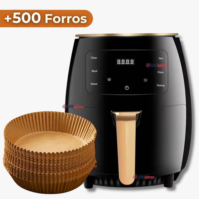 Freidora de Aire + 500 Forros Antiadherente 6 Litros 2400W de Potencia