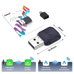 GENERICO - Carlinkit Adaptador Para Carplayandroid Auto Inalambrico Negro