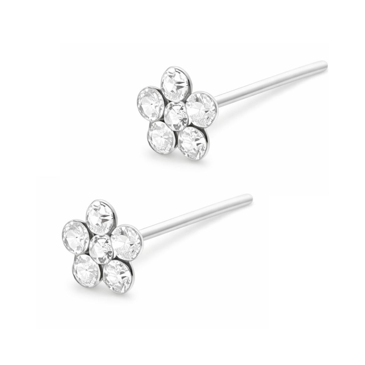 GENERICO - Par Piercing de Plata 925 Nariz Flor Circones