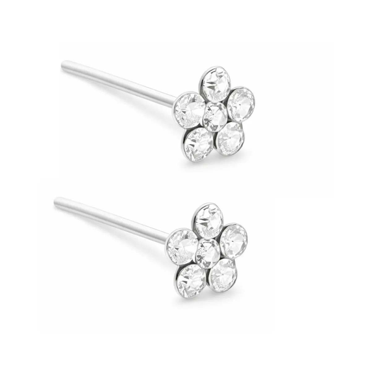 GENERICO - Par Piercing de Plata 925 Nariz Flor Circones