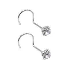 GENERICO - Par Piercing de Plata 925 Nariz Enroscado Circón
