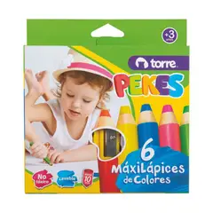 TORRE - Set 6 Maxi Lápices de Colores Pekes con Sacapuntas