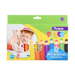 TORRE - Set 12 Maxi Lápices de Colores Pekes con Sacapuntas