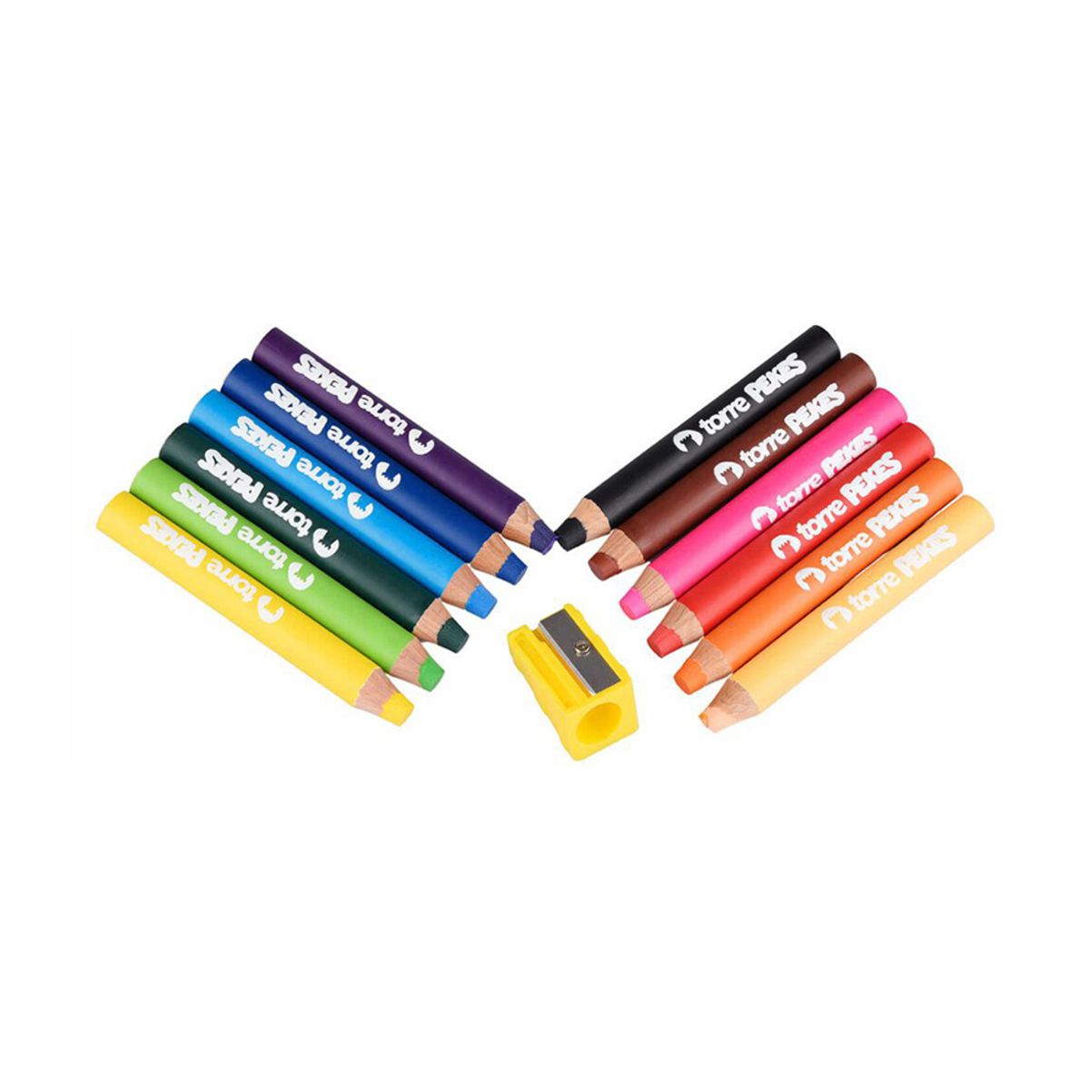 TORRE - Set 12 Maxi Lápices de Colores Pekes con Sacapuntas Torre