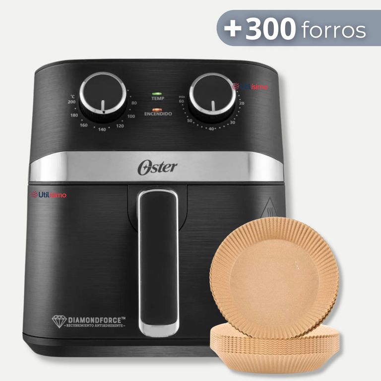 Freidora de Aire Oster® DiamondForce CKSTAF401MDF + 300 Forros Desechables