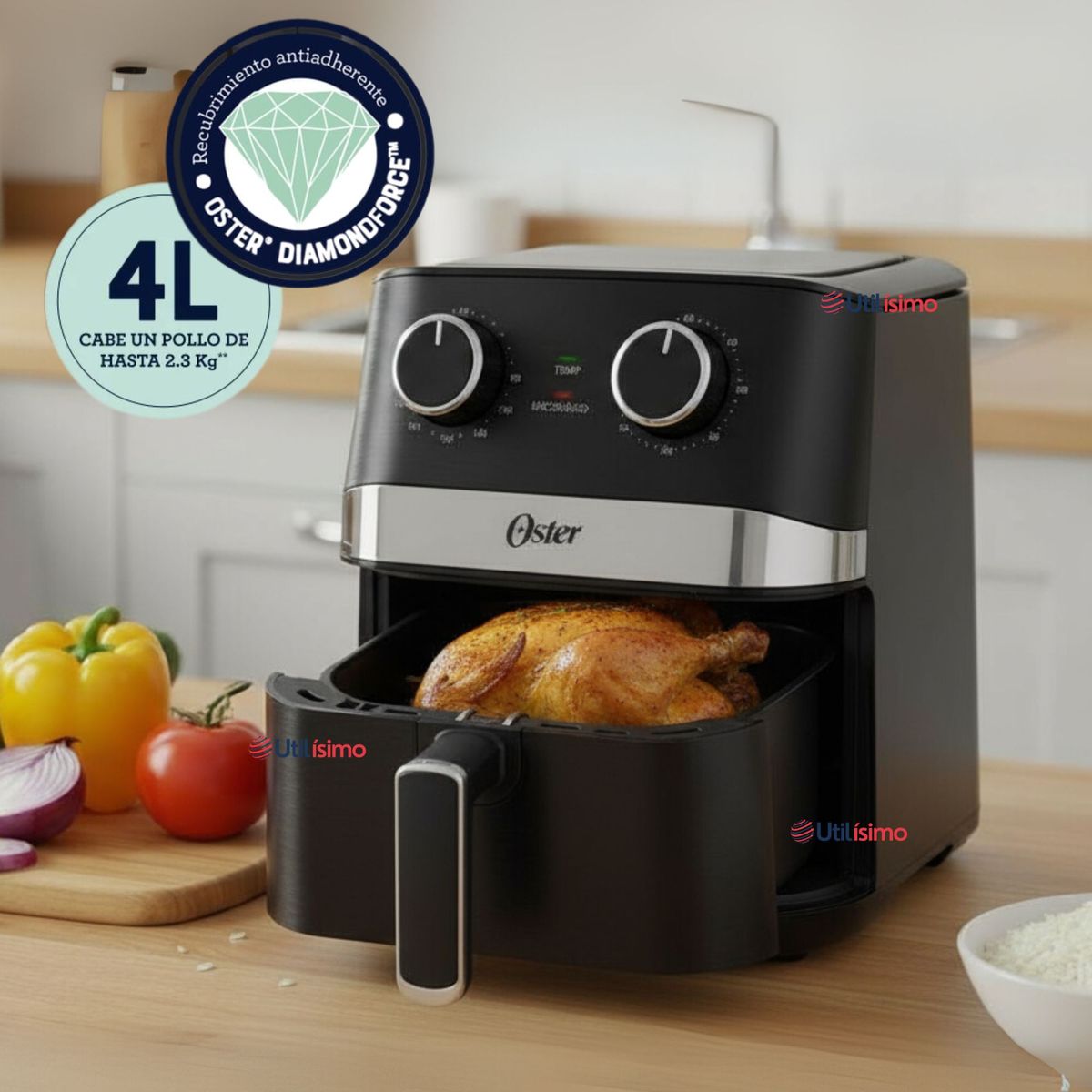 OSTER - Freidora de Aire Oster® DiamondForce Capacidad 4L CKSTAF401MDF