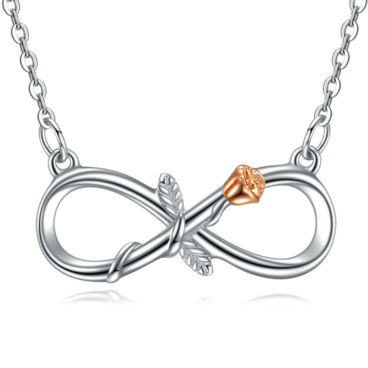 GENERICO - Collar plata 925 infinito corazon rosa joya mujer regalo