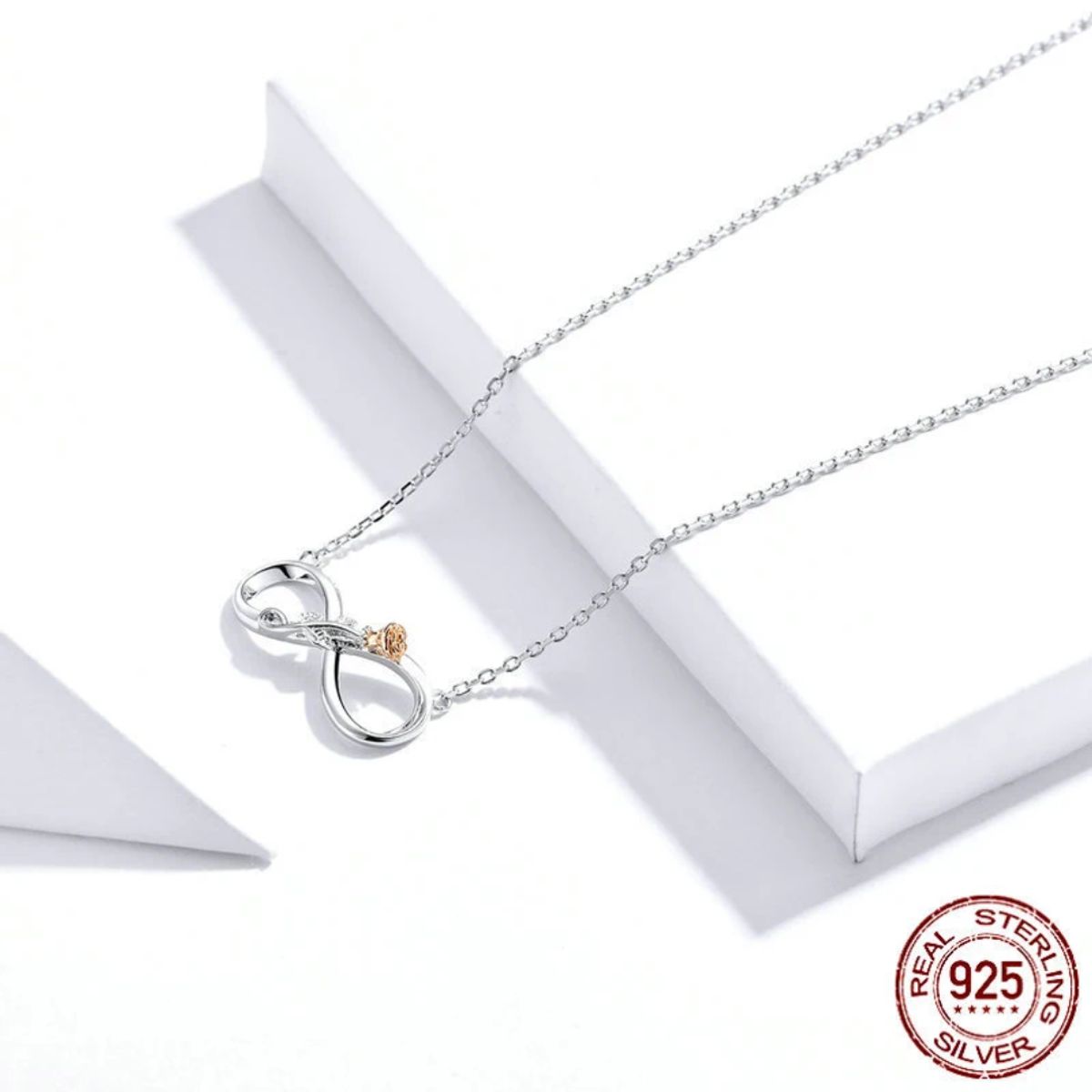 GENERICO - Collar plata 925 infinito corazon rosa joya mujer regalo