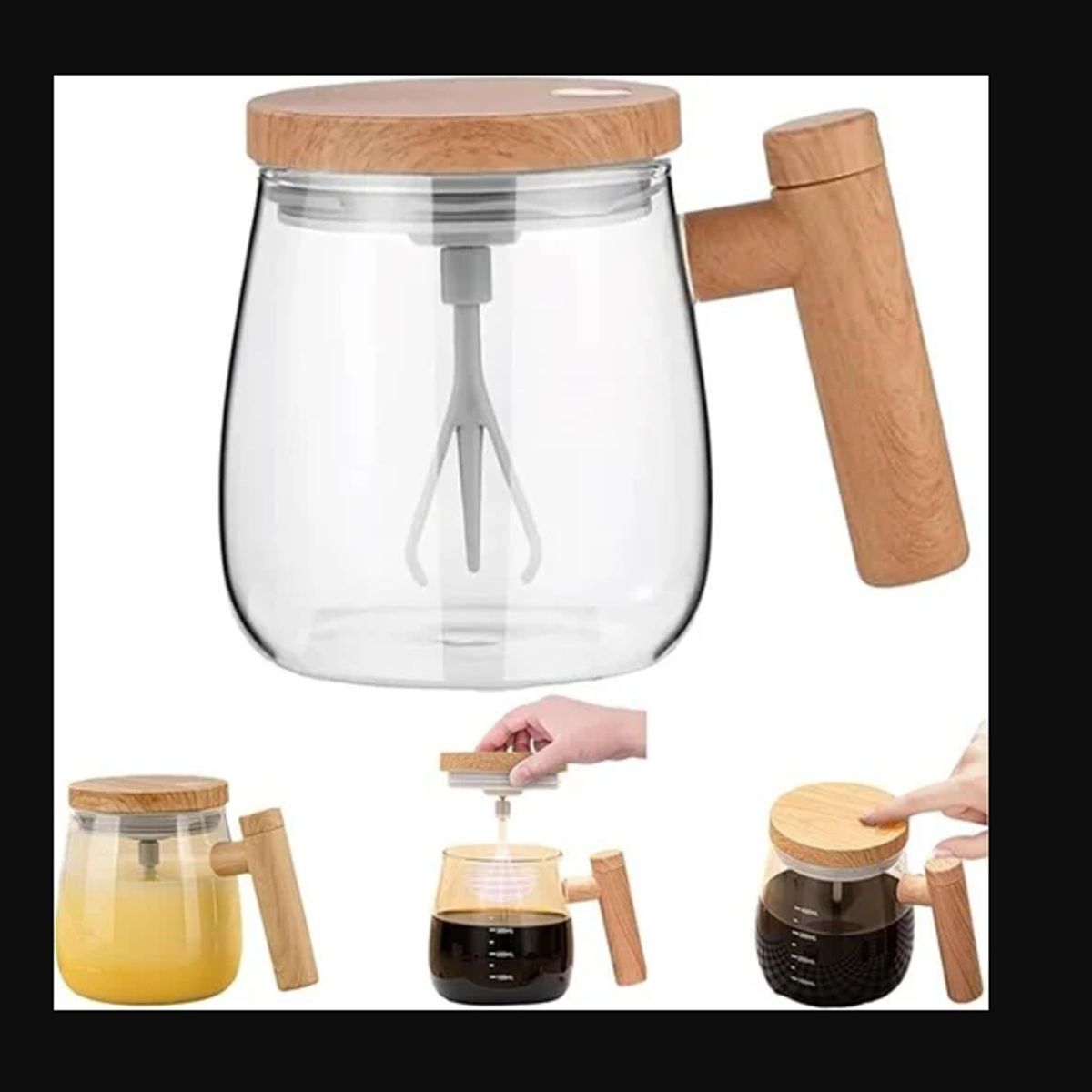 GENERICO - Taza Mezcladora Automática de Vidrio Recargable USB-C