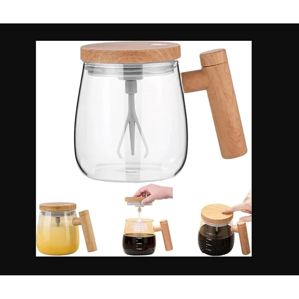 GENERICO - Taza Mezcladora Automática de Vidrio Recargable USB-C