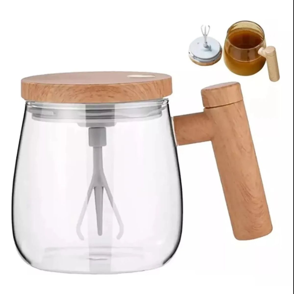 GENERICO - Taza Mezcladora Automática de Vidrio Recargable USB-C