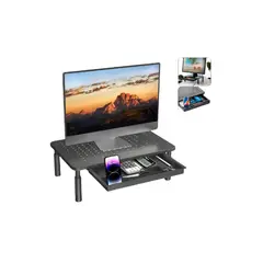 GENERICO - Base Soporte Monitor 3alturas Notebook Pc Impresora Con Cajó