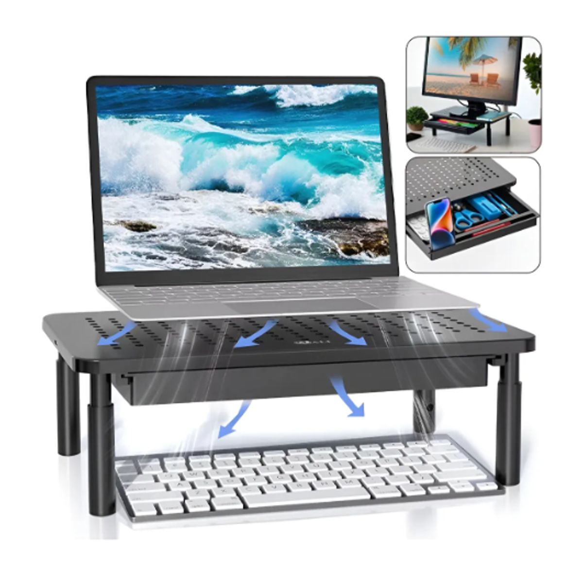 GENERICO - Base Soporte Monitor 3alturas Notebook Pc Impresora