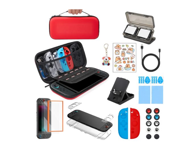 GENERICO Estuche Protector Para Switch 2 Pack 36 En 1 Rojo