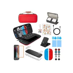 GENERICO - Estuche Protector Para Switch 2 Pack 36 En 1 Rojo