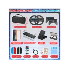 GENERICO - Estuche Protector Para Switch 2 Pack 36 En 1 Negro