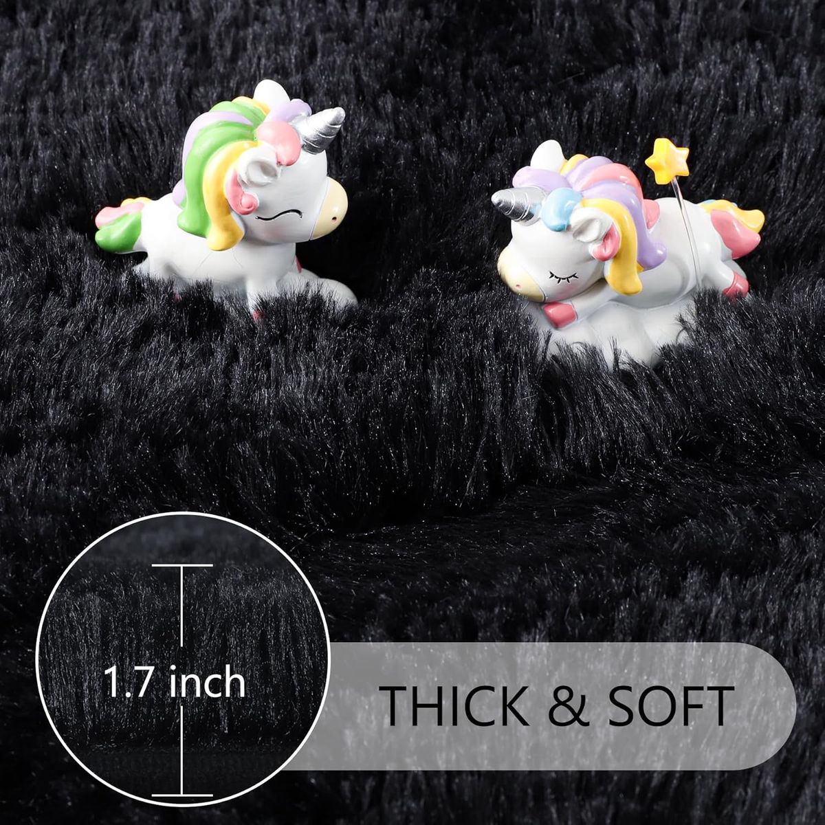 GENERICO - ALFOMBRA REDONDA NEGRA 150 CM PELUDITA SUAVE ANTIDESLIZANTE DECORATIVA MODERNA TF