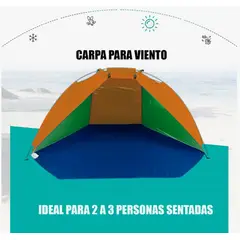 GENERICO - Carpa Paraviento Media Carpa Para Playa Camping 2 Personas