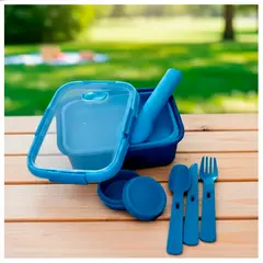 IRM - Contenedor De Comida Vianda Lonchera Con Cubiertos 1200ml Azul