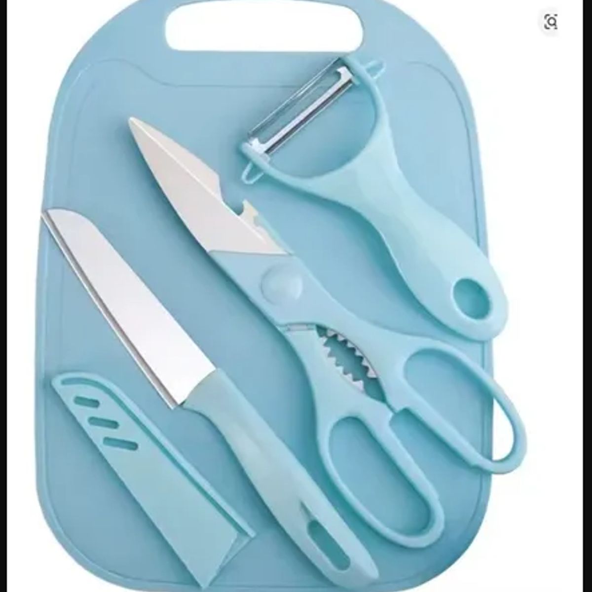 GENERICO - Set De Cocina 4 En 1: Tabla, Cuchillo, Tijera Y Pelador