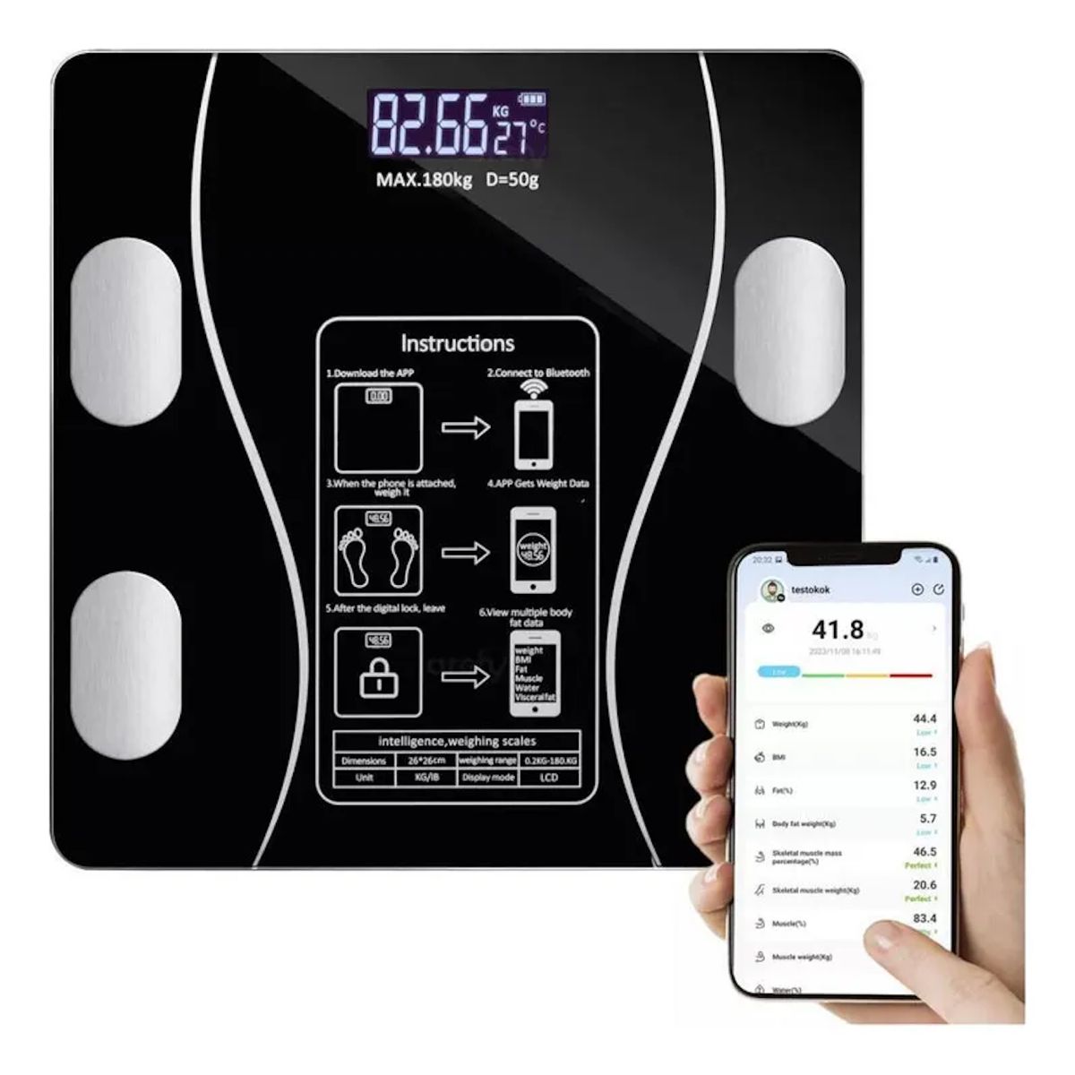 GENERICO - Báscula De Baño Bluetooth Digital Inteligente