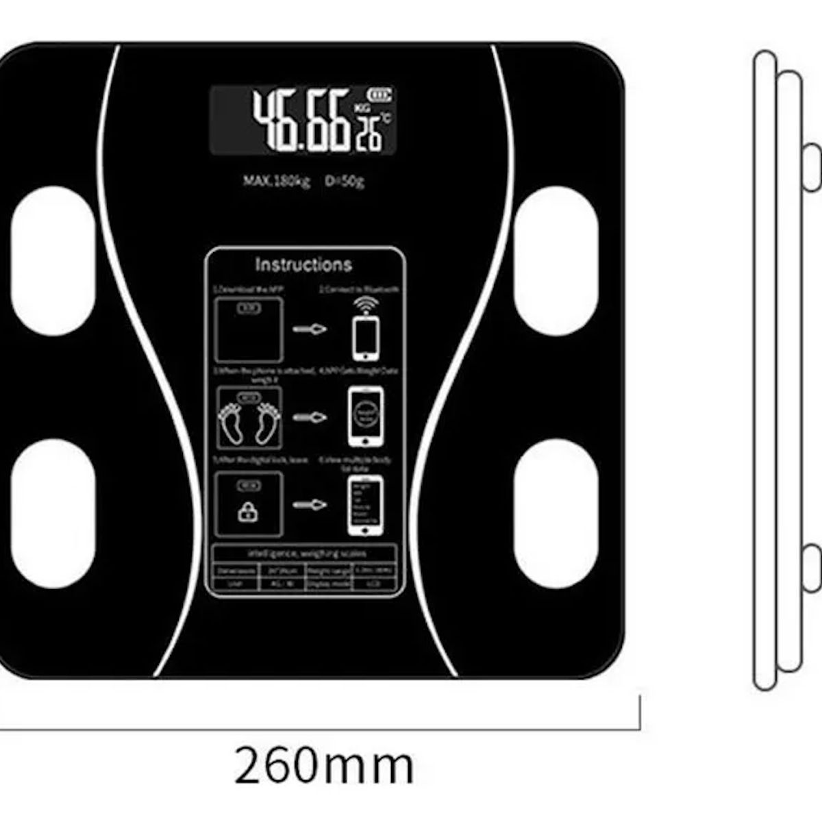 GENERICO - Báscula De Baño Bluetooth Digital Inteligente