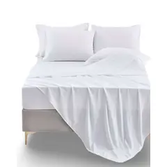 GENERICO - JUEGO PLUMON NORDICO + SABANA 2 PLAZAS BLANCO 200CM X 230 CM