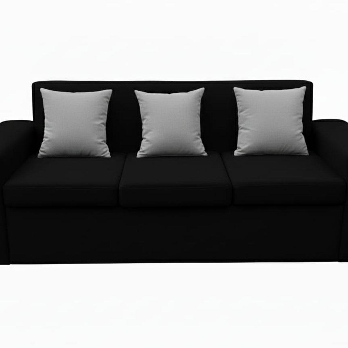 GENERICO - living 3 cuerpo color negro con cojines gris