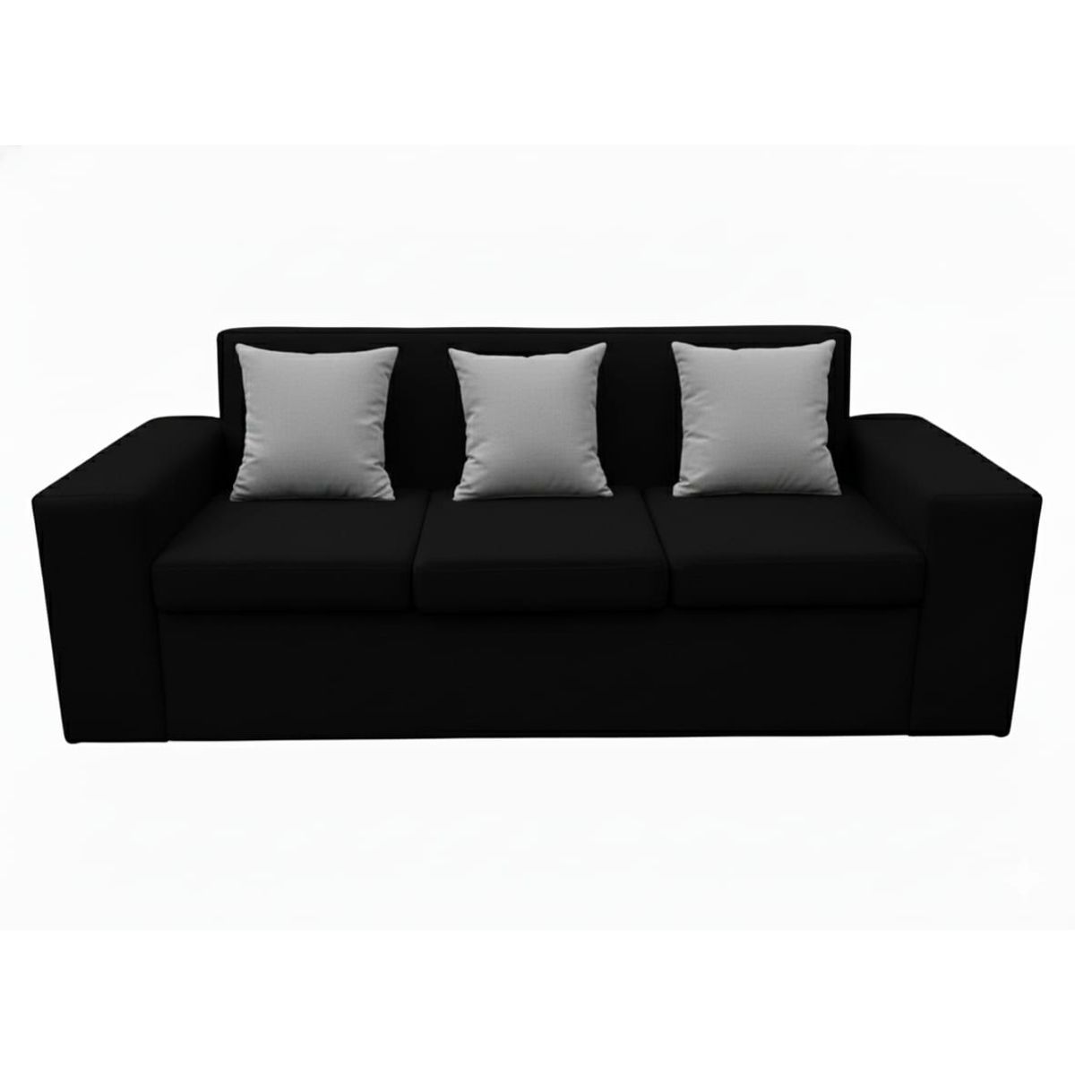GENERICO - living 3 cuerpo color negro con cojines gris