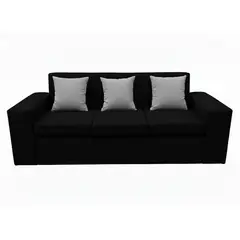GENERICO - Living 3 cuerpo color negro con cojines gris