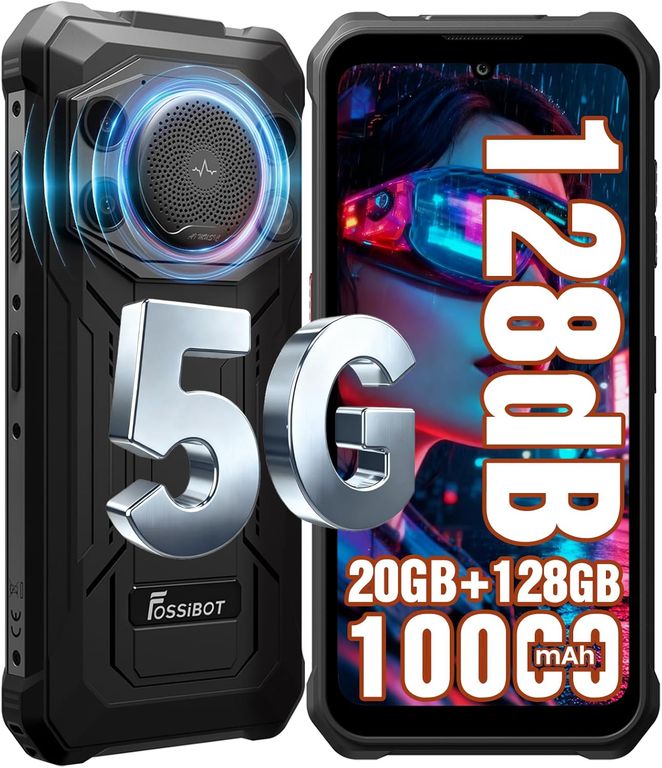 FOSSIBOT F110 Pro 5G Celular 20GB+128GB 10000mAh Android 15 Smartphone-Negro