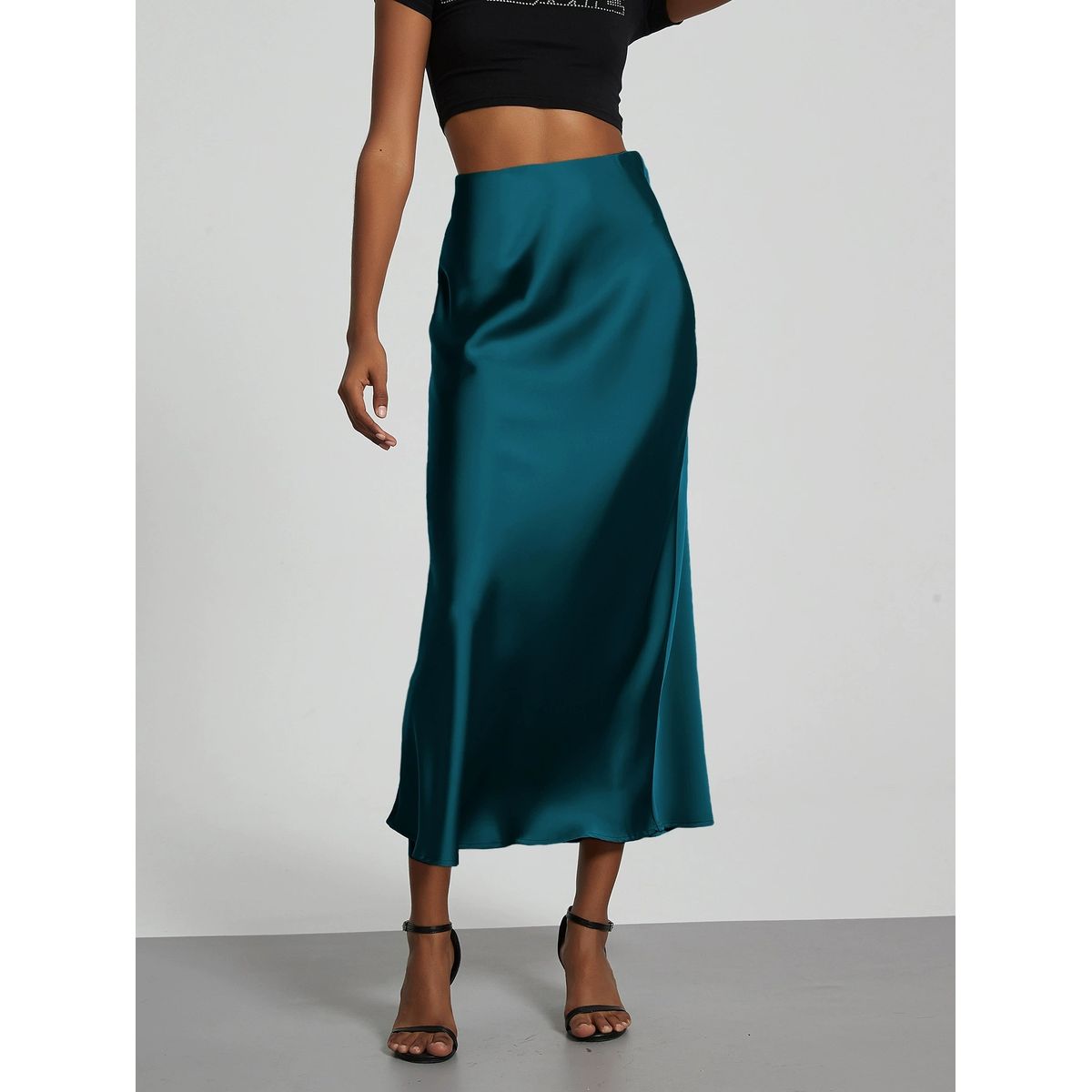 VELVET - Falda Satinada Zoe Negra