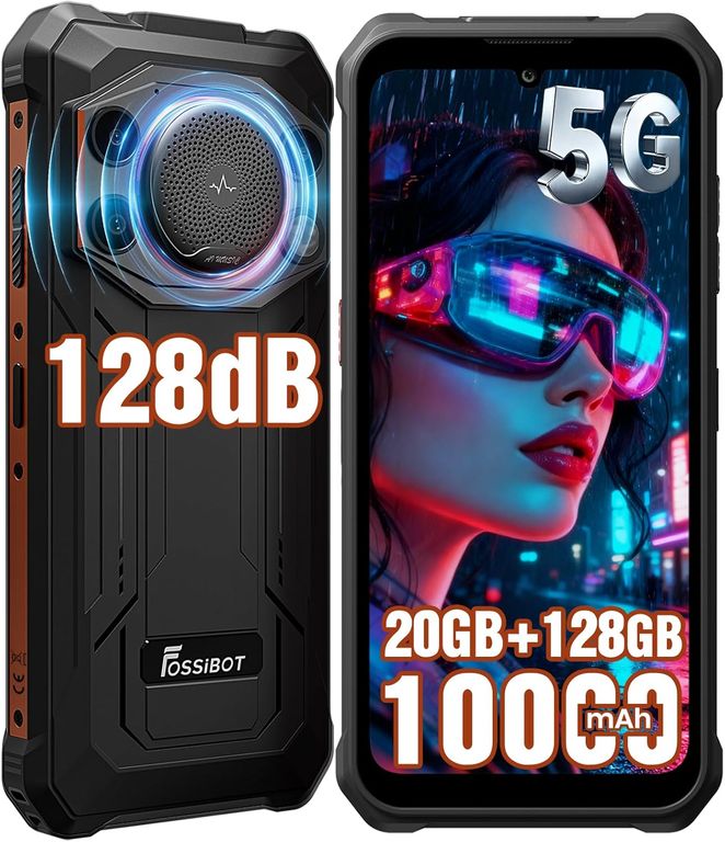 F110 Pro 5G Celular 20GB+128GB 10000mAh Android 15 Smartphone-Naranja