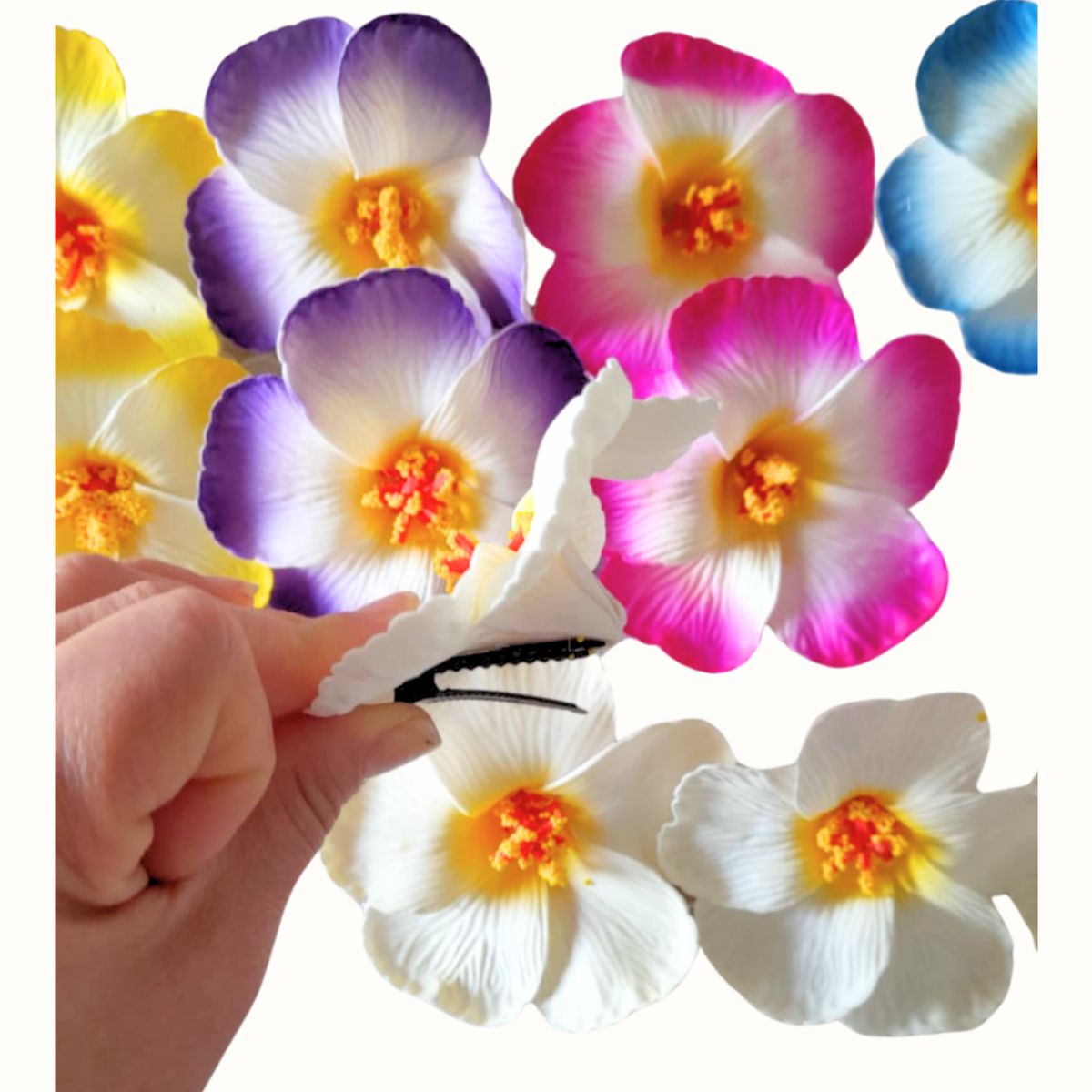 GENERICO - 12 Pinches Con Forma  De Flor Plumeria Hawaiana Pinzas De Pelo