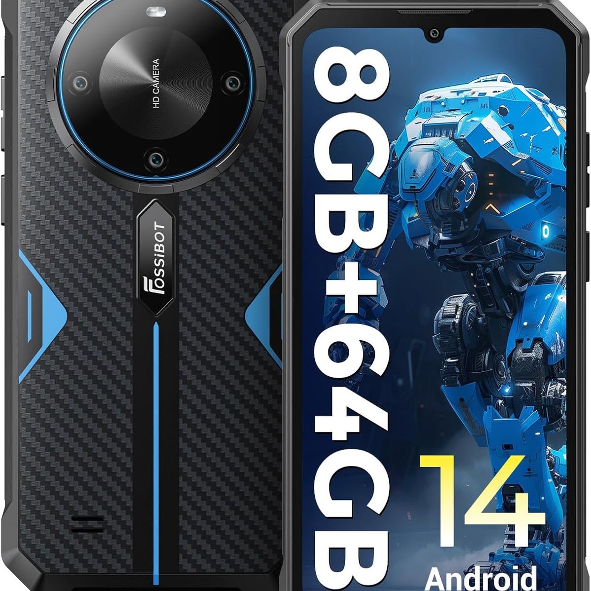 FOSSIBOT - Fossibot F105 Celular 8GB+64GB 10300mAh Smartphone-azul