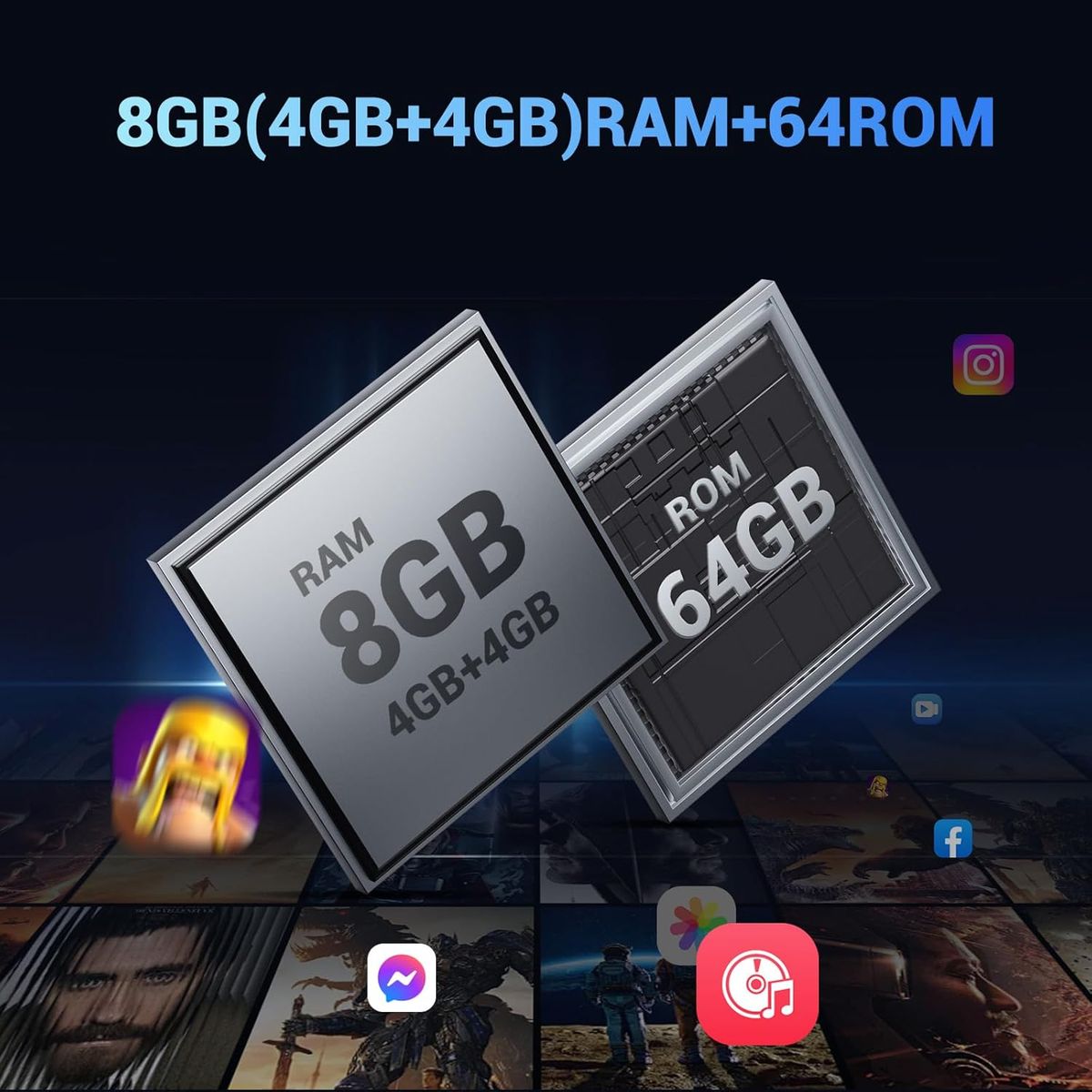 FOSSIBOT - Fossibot F105 Celular 8GB+64GB 10300mAh Smartphone-azul