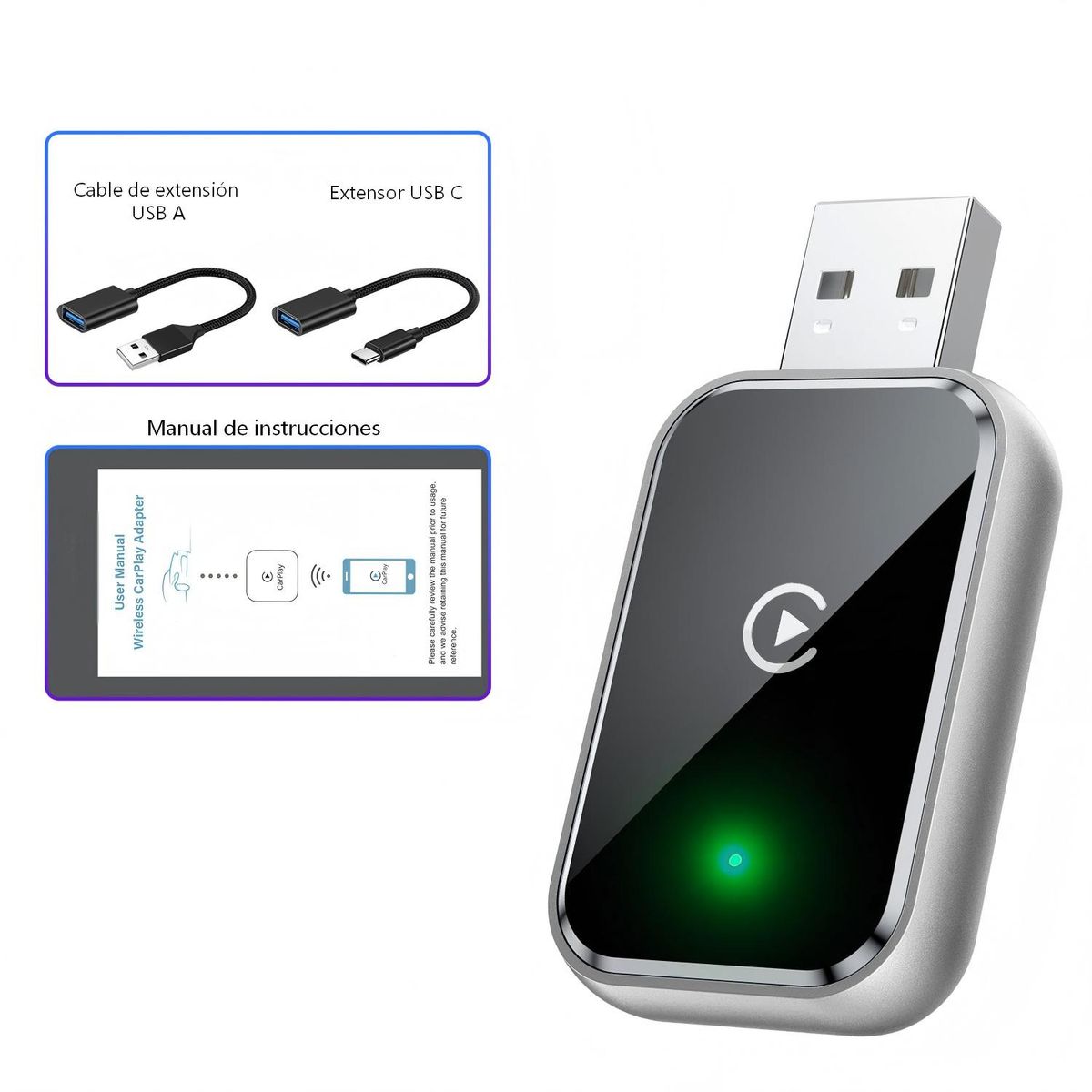 CASA NEW - Convertidor de coche Apple CarPlay para Android navegación inalámbrica de coche con cable AIBOX