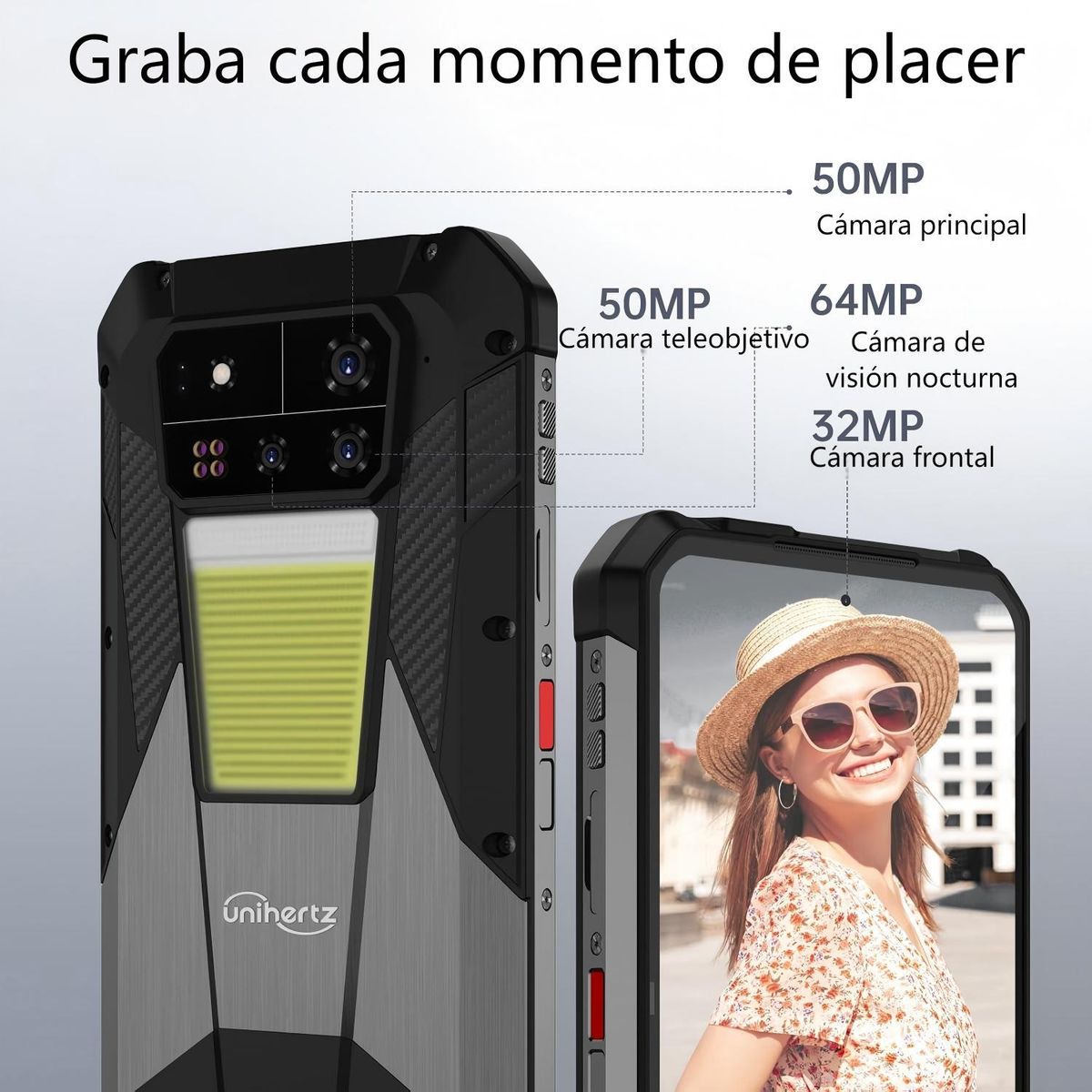 UNIHERTZ - Unihertz Shark 3 5G celular 32GB+512GB 11600mAh Smartphone-Negro